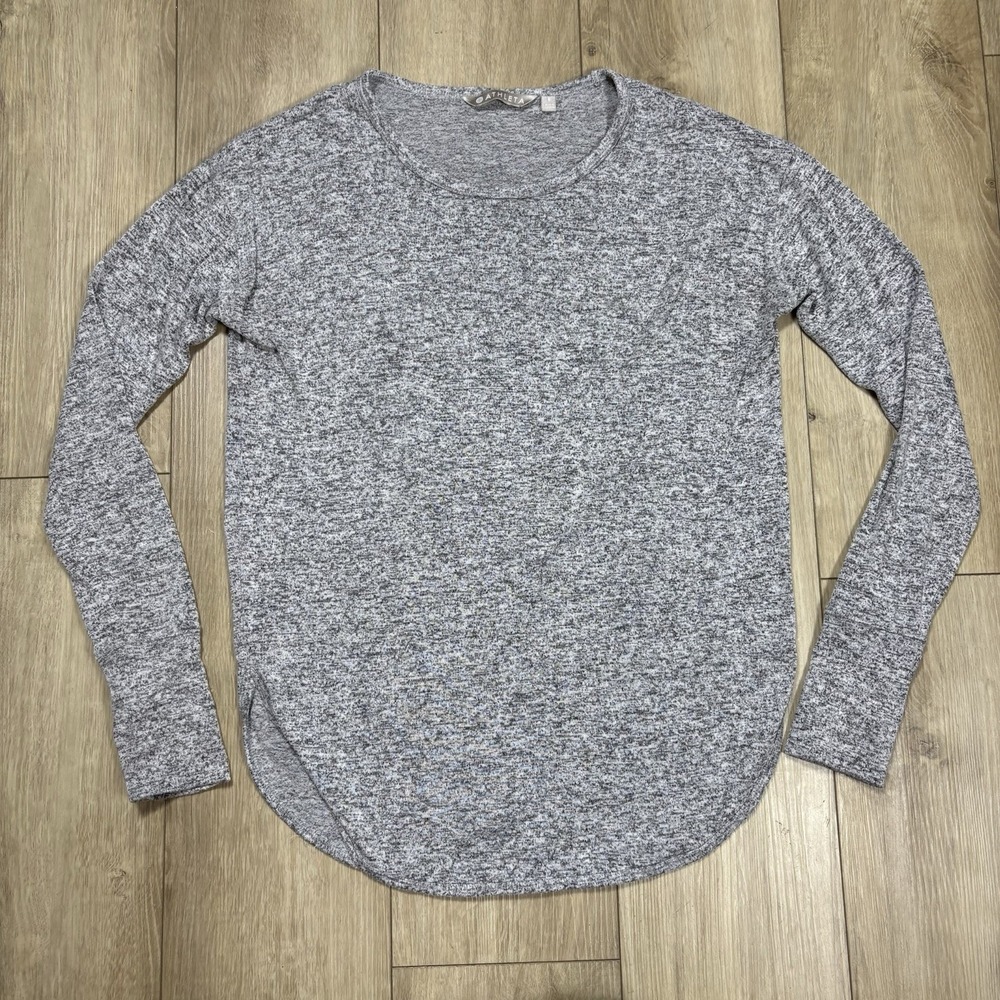 Athleta‎ Lombard Top Heather Gray Womens Small Long Sleeve Rounded Hem